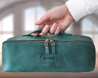 Engraved Leather Travel Dyson Bag, Personalized Airwrap Vanity Case, Custom Hair Dryer Storage Bag