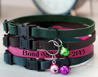 Personalisiertes Sicherheits-Katzenhalsband aus Leder: Verstellbares Sicherheitshalsband für Kätzchen