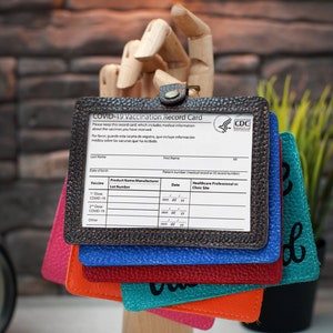 Porta-cartão de vacinação, capa personalizada para cartão de vacinação, porta-cartões de vacina de couro 3 "x 4", capa personalizada para cartão médico e de vacinação