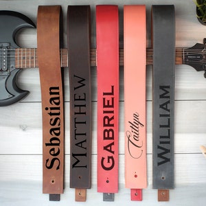 Personalized Guitar Strap, Adjustable Soft Leather Guitar Strap, Custom Engraved Guitar Straps, Guitar Player Essentials, Guitarist Gifts image 1