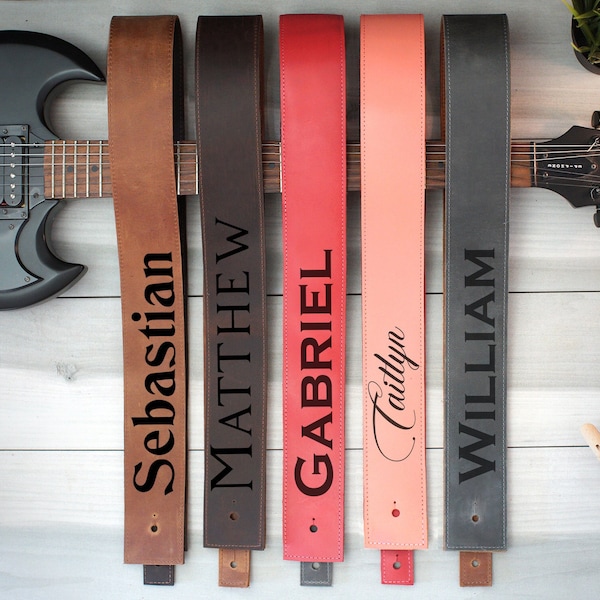 Personalized Guitar Strap, Adjustable Soft Leather Guitar Strap, Custom Engraved Guitar Straps, Guitar Player Essentials, Guitarist Gifts