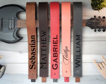 Personalized Leather Guitar Strap: Custom Engraved, Adjustable Length