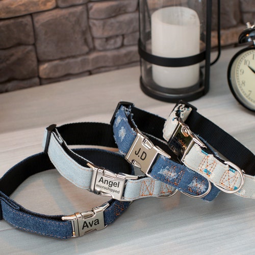 Denim Dog Collar Personalized Jeans Style Pet Collars for Etsy