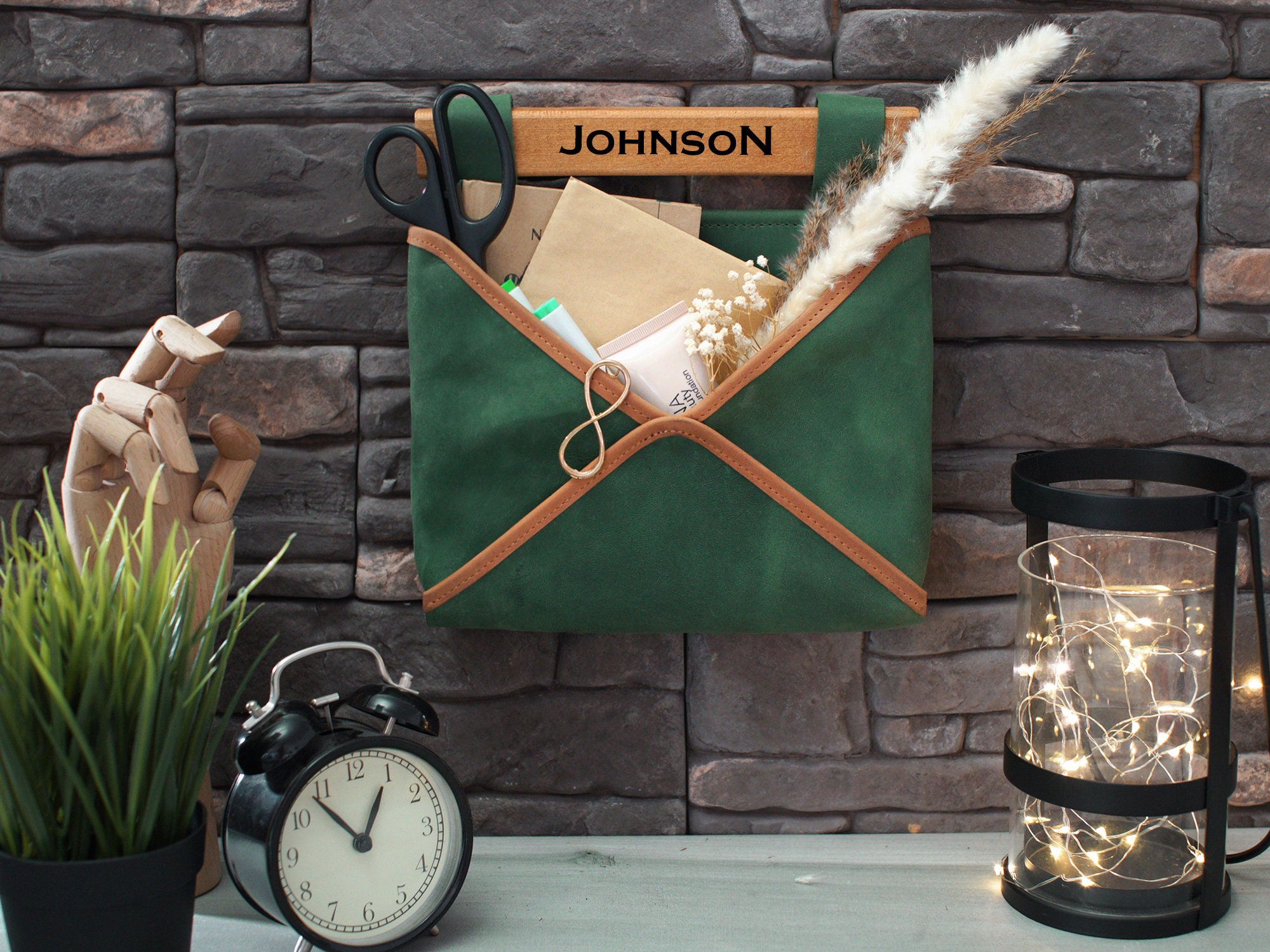 Personalized Wall Restaurant Menu Holder, Housewarming Leather Wall Mail Holder, Gift for the Home, Custom Hanging Organizer, Office Gifts