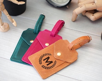 Kofferanhänger mit Gravur, Monogramm Kofferanhänger, Leder Kofferanhänger, personalisiertes Geschenk für Ihn, Reisegeschenk für Sie, Fernweh Geschenk
