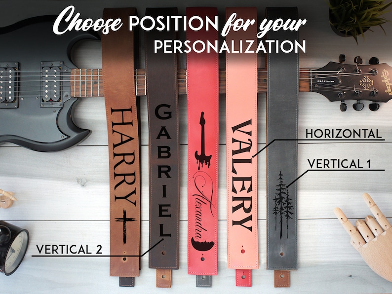 Personalized Guitar Strap, Adjustable Soft Leather Guitar Strap, Custom Engraved Guitar Straps, Guitar Player Essentials, Guitarist Gifts image 5