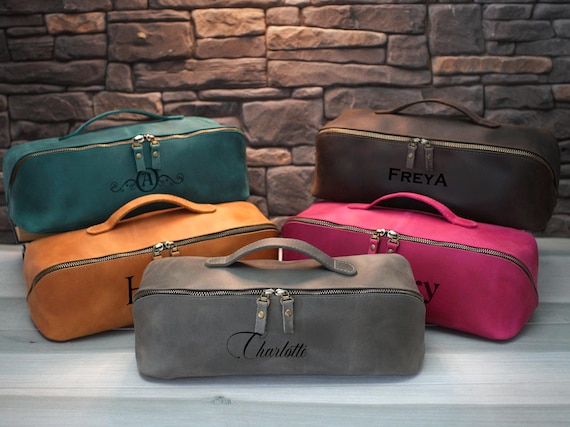 Custom Leather Dyson Hair Dryer Case, Personalized Travel Pouch for Dyson Attachments, Dyson Airwrap Storage Bag, Hair Tool Accessories Case