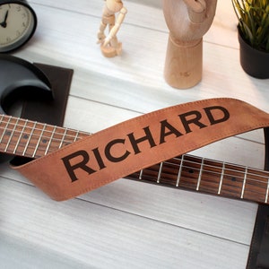 Personalized Guitar Strap, Adjustable Soft Leather Guitar Strap, Custom Engraved Guitar Straps, Guitar Player Essentials, Guitarist Gifts image 4