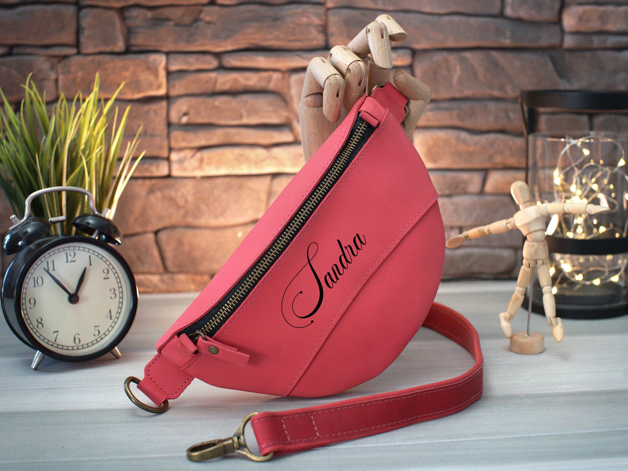 Leather Crossbody Bag with Adjustable Strap | Personalized Fanny Pack | Custom Men’s Waist Bag | Women’s Day Belt Bag