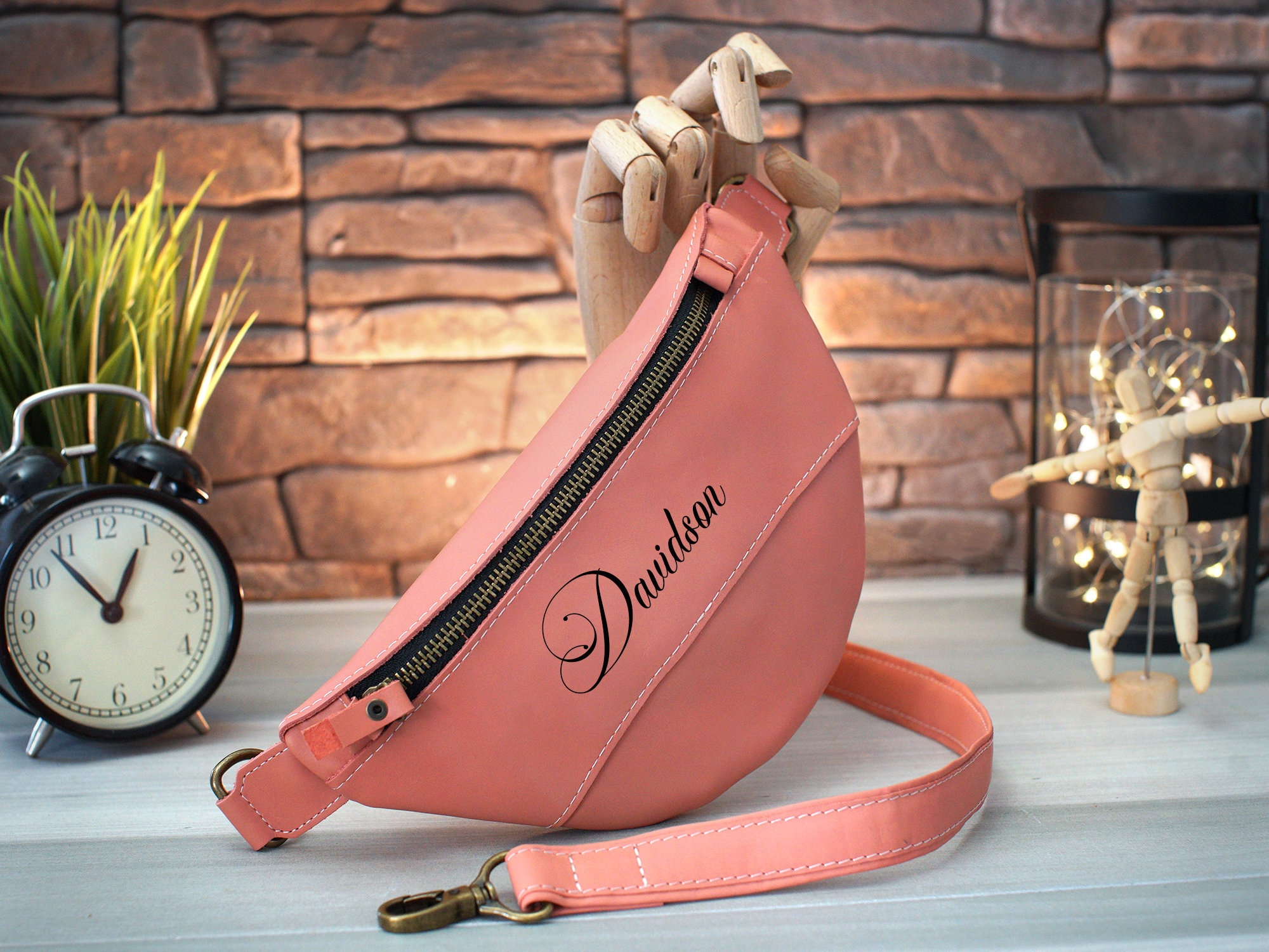 Leather Crossbody Bag with Adjustable Strap | Personalized Fanny Pack | Custom Men’s Waist Bag | Women’s Day Belt Bag