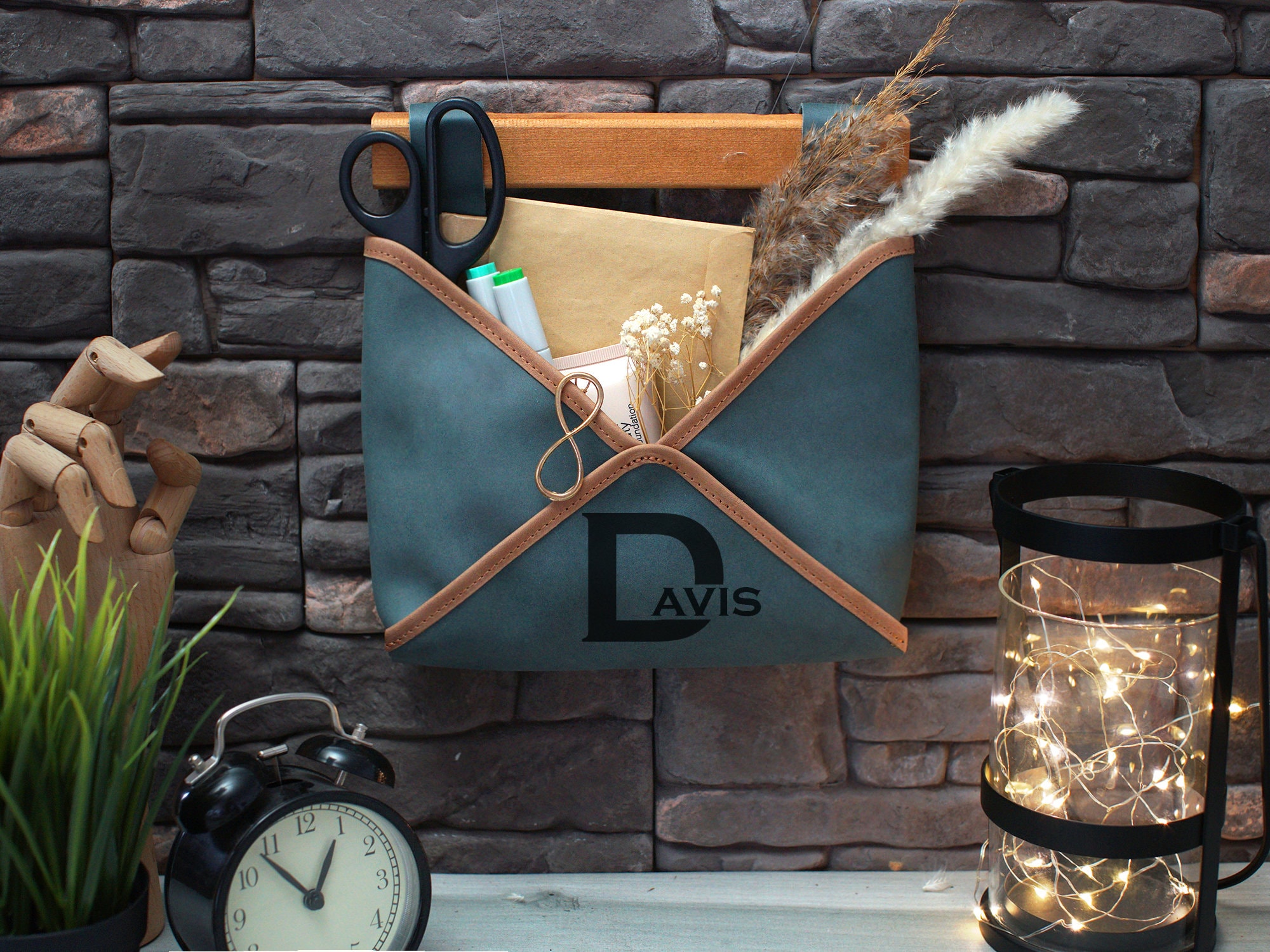 Personalized Wall Restaurant Menu Holder, Housewarming Leather Wall Mail Holder, Gift for the Home, Custom Hanging Organizer, Office Gifts
