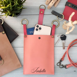 Bolso bandolera de cuero con correa, bolso de cuero personalizado para teléfono a la cintura, bolso de hombro personalizado, bolso bandolera diario, regalo para mujeres
