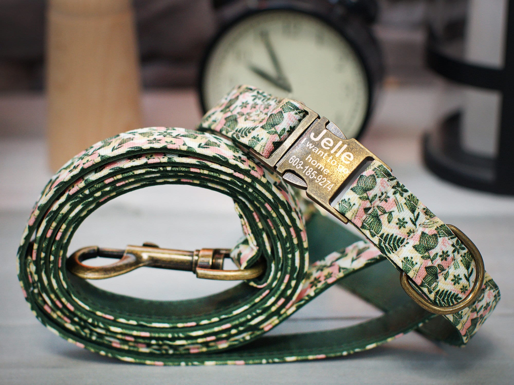 Personalized Dog Collar and Leash Set Engraved Buckle Dog Etsy