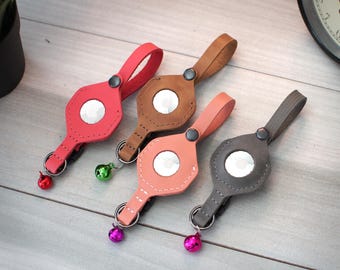 Cat Collar Breakaway, Leather Cat Collar Personalized, AirTag Cat Collars for Small Medium Large Cats, Safety Cat Collar Engraved ID Tag