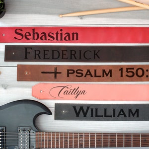 Personalized Guitar Strap, Adjustable Soft Leather Guitar Strap, Custom Engraved Guitar Straps, Guitar Player Essentials, Guitarist Gifts image 3