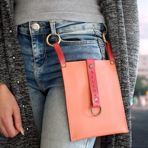 Personalisierte Leder Bauchtasche, Damen Gürteltasche, Benutzerdefinierte Gürteltasche für Sie, Gürteltasche mit Handytasche und Schlüssel, Geschenk für Frauen