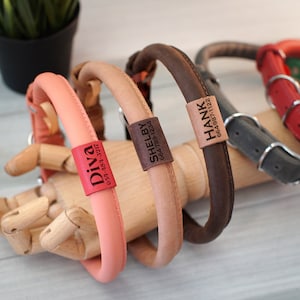 Hundehalsband aus Leder mit Namen Bead, Hundehalsband personalisiert, für kleine mittelgroße und große Hunde Bild 5