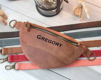 Large Leather Fanny Pack Unisex, Personalized Bum Bag for Men, Womens Crossbody Bag with Adjustable Strap, Travel Close to Body Bag