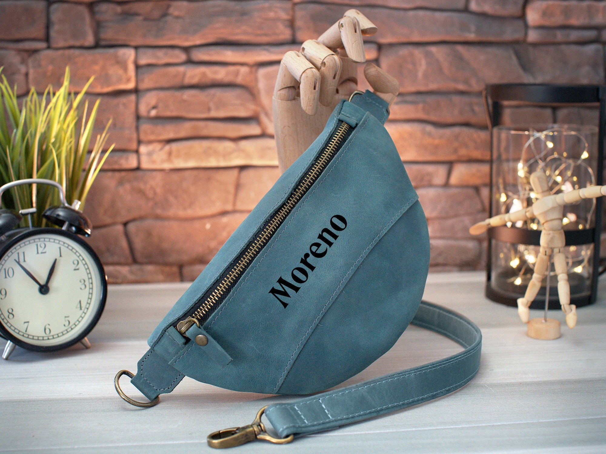 Leather Crossbody Bag with Adjustable Strap | Personalized Fanny Pack | Custom Men’s Waist Bag | Women’s Day Belt Bag
