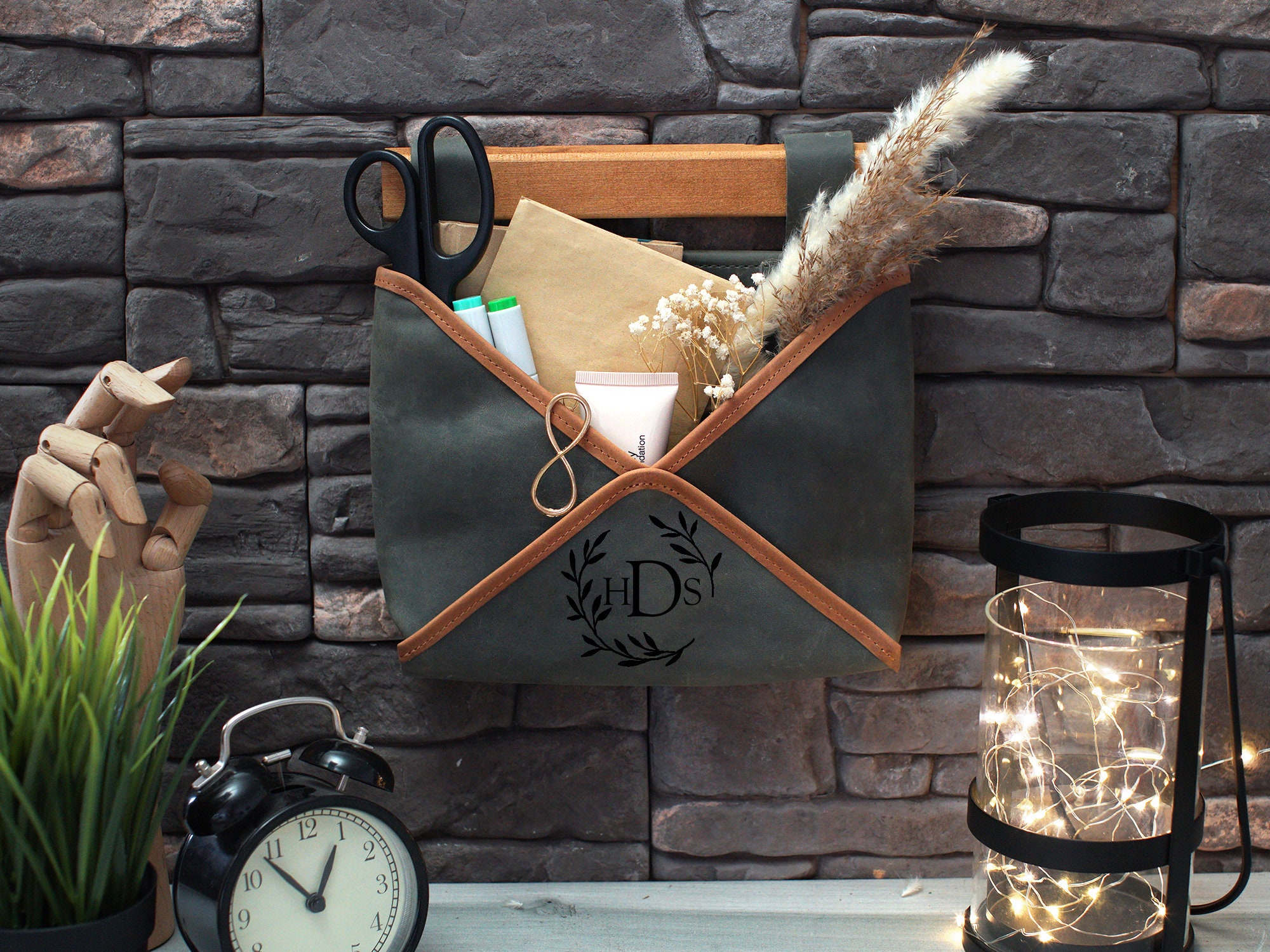 Personalized Wall Restaurant Menu Holder, Housewarming Leather Wall Mail Holder, Gift for the Home, Custom Hanging Organizer, Office Gifts