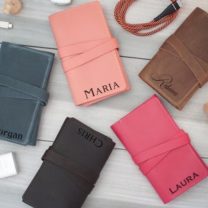 Organizer per cavi in pelle, custodia per caricabatterie da viaggio, borsa personalizzata per organizer per cavi, custodia per accessori tecnologici, regali unici per donna