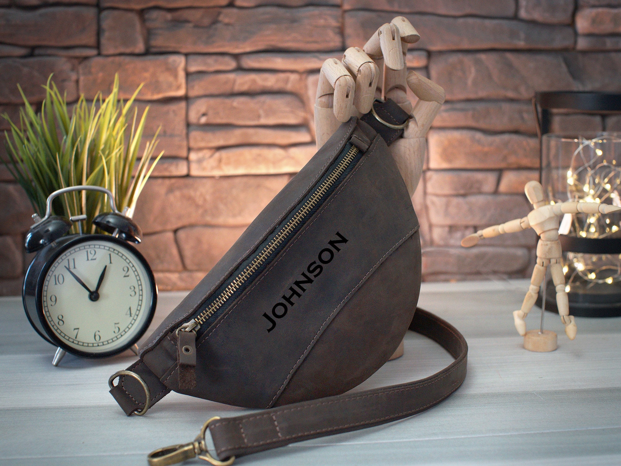 Leather Crossbody Bag with Adjustable Strap | Personalized Fanny Pack | Custom Men’s Waist Bag | Women’s Day Belt Bag