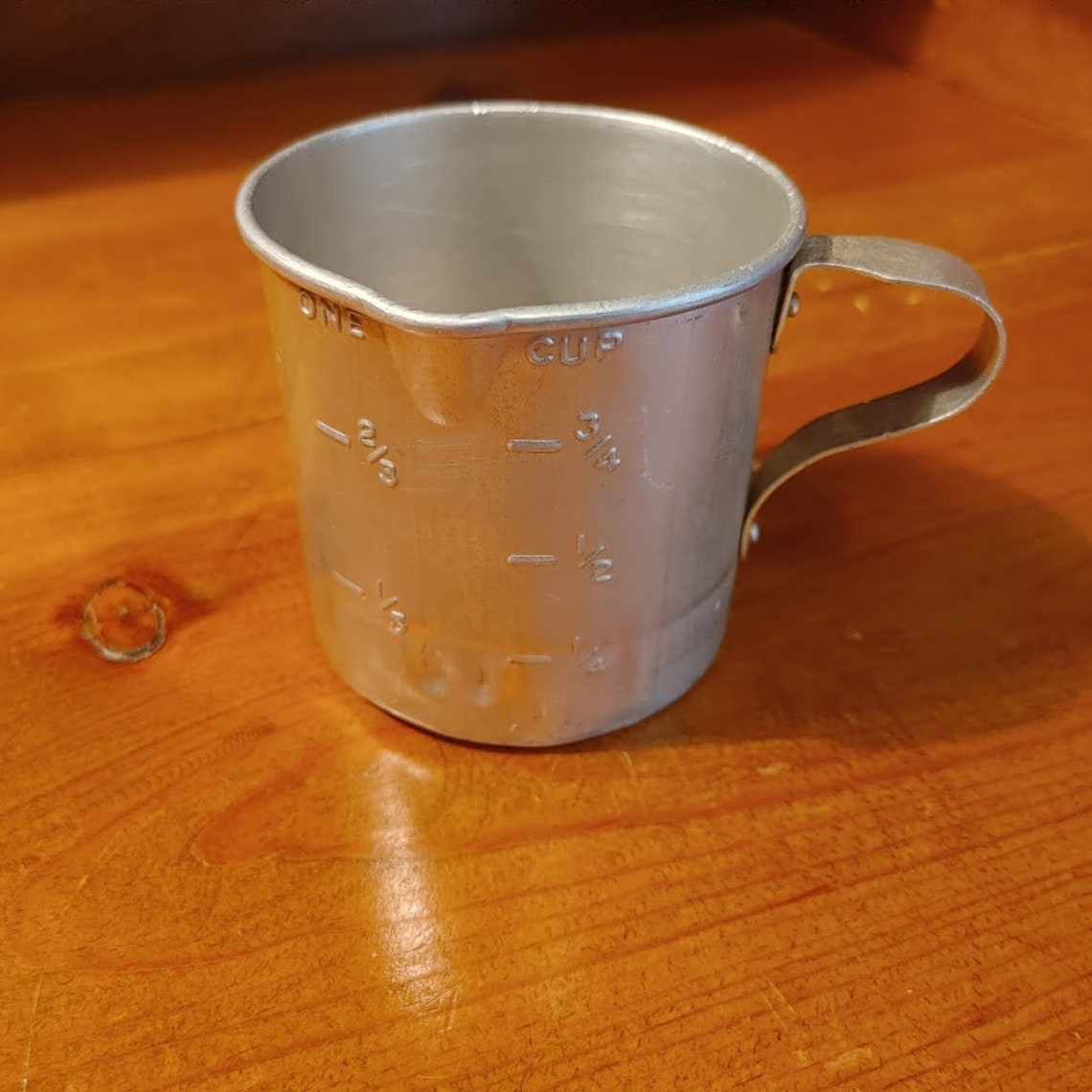 Vintage Tin Measuring Cup Measures 1 Cup Etsy
