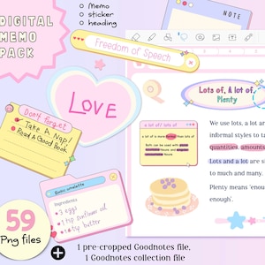 Digital sticky notes, Digital Memo pads, Planner sticky notes, Pastel stickers, Digital stickers, Stickers for Goodnotes, Notability