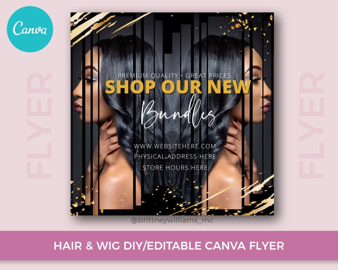 Canva Hair & Wig Flyer Templates Hair Price List Hair Etsy