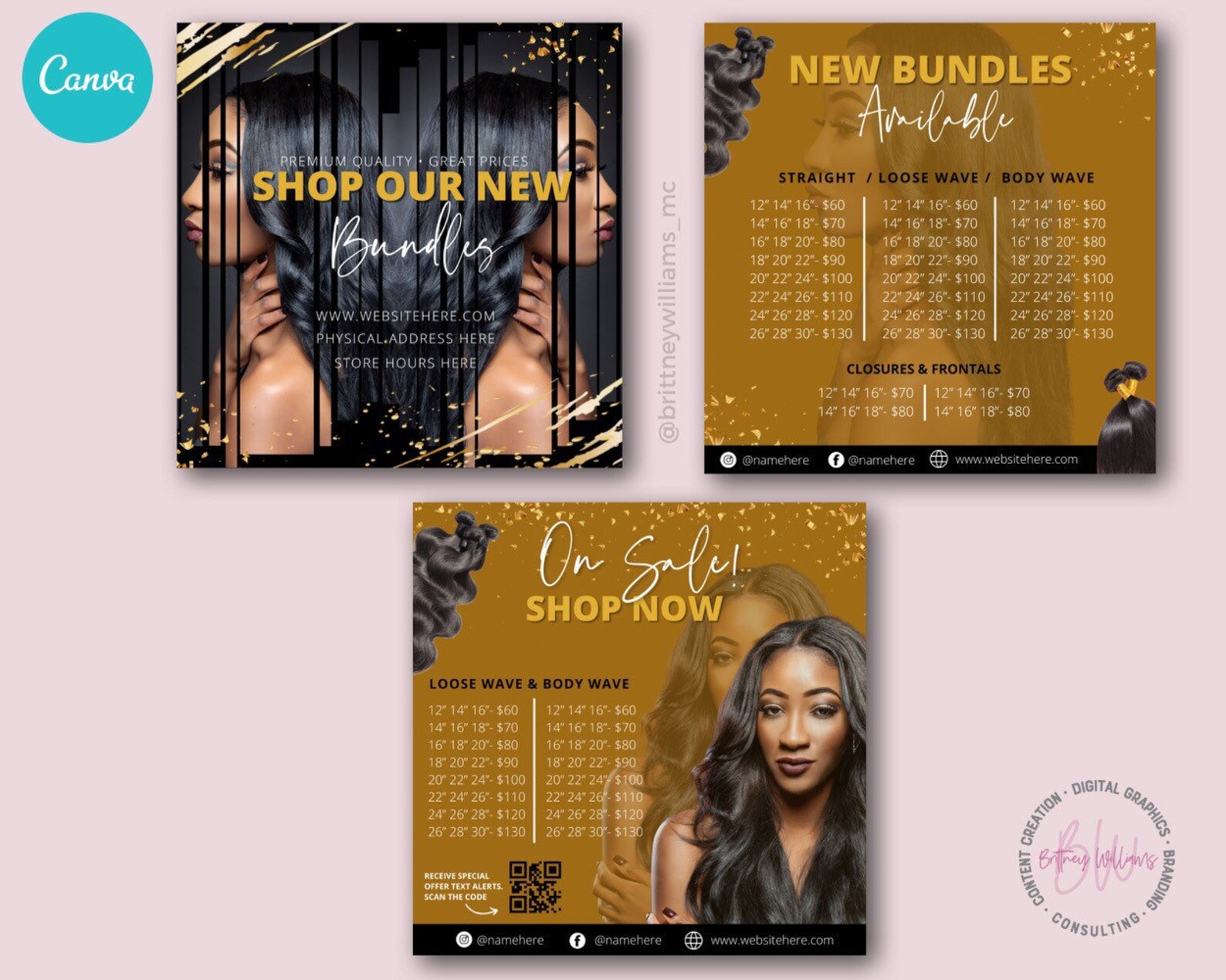 Canva Hair & Wig Flyer Templates Hair Price List Hair Etsy