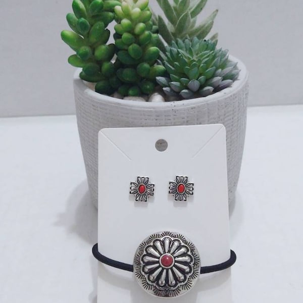 Western Style, Native Inspired, Hair Accessories, Navajo Style, Women Accessories, Hair Ties, Cross Earrings, Concho  s, Gift For Her