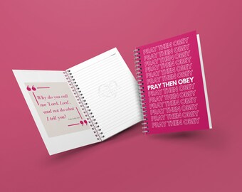 Pink Journal, Pink Notebook, Christian Spiral notebook, Christian Journal, Prayer Journal, Prayer Notebook, Christian Notebook,