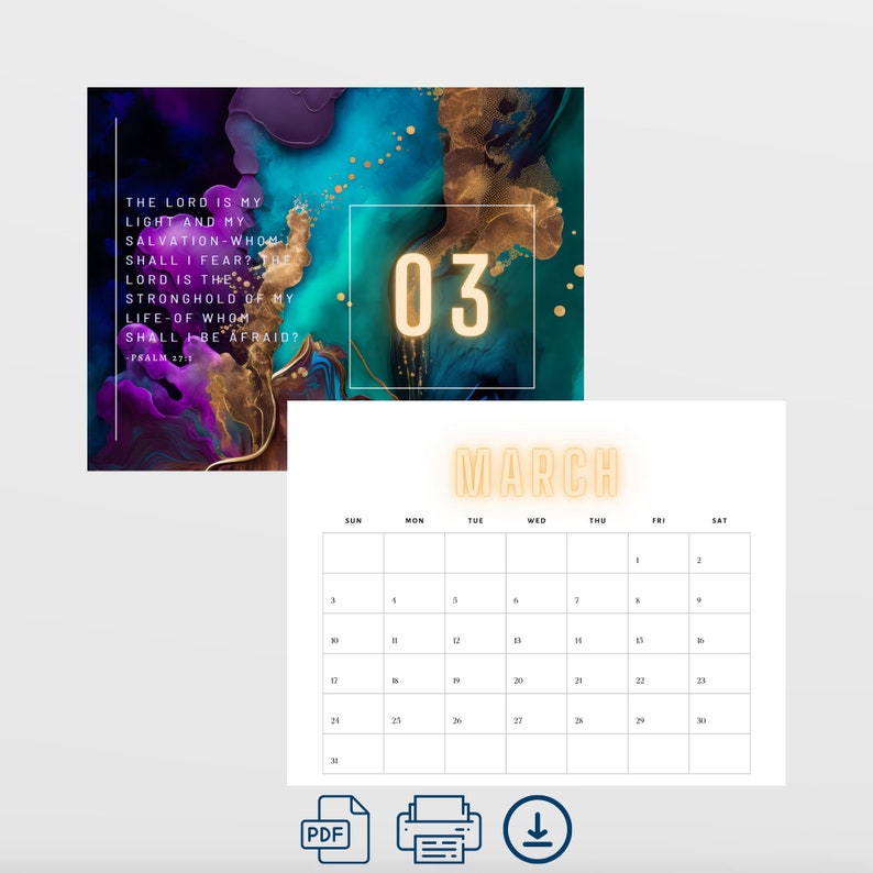 2024 Bible Verse Calendar, Scripture Wall Calendar, Christian Calendar