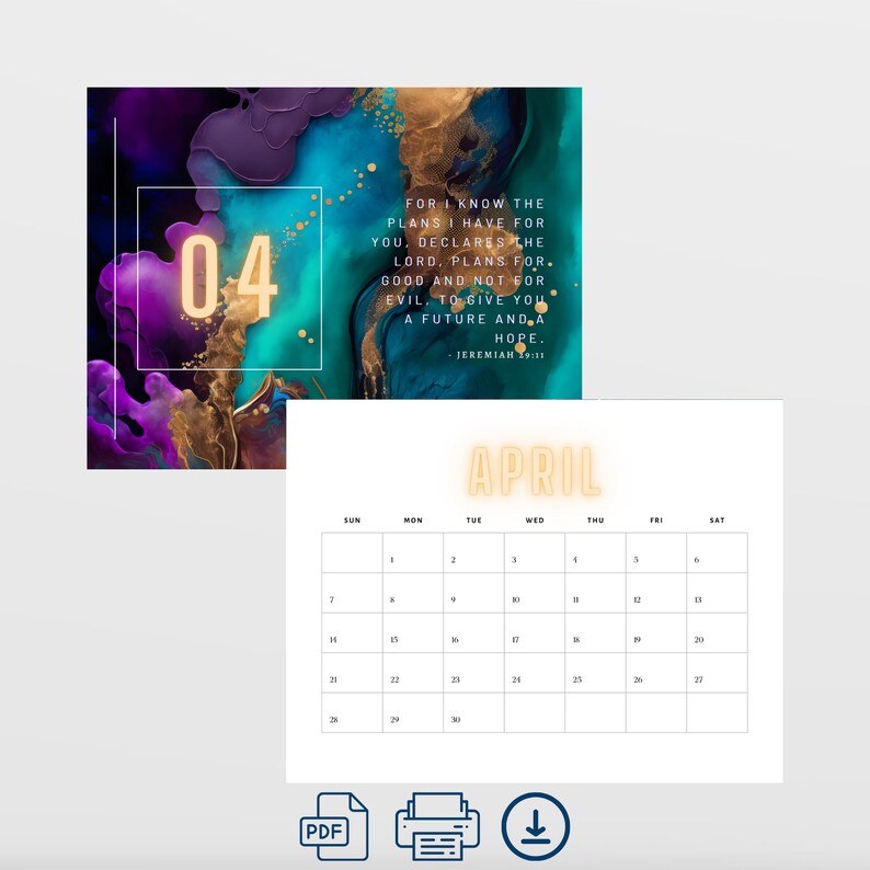 2024 Bible Verse Calendar, Scripture Wall Calendar, Christian Calendar
