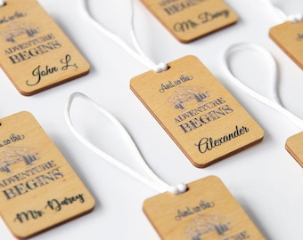 50pcs Personalized luggage tags, Wedding gift for guests, Wedding place cards, Wooden Thank you gifts