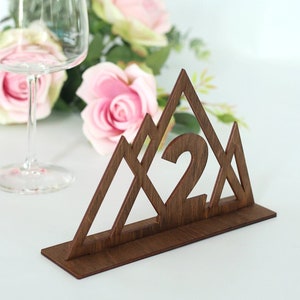 Wedding table numbers, Mountain wedding decor, Elegant wood freestanding table numbers