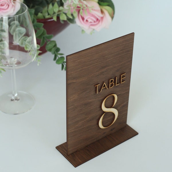 Wood table numbers for wedding, Elegant freestanding table numbers for restaurants and cafes, Rustic event centerpieces, Double sided