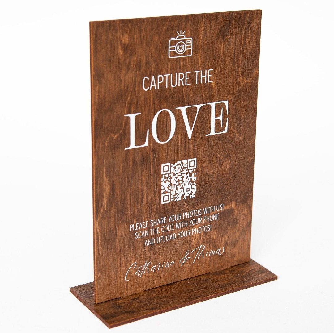 Custom Wood QR Code Sign, Wedding Reception Sign, Alternative Wedding ...