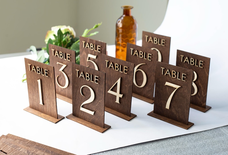 Rectangular Wood Table Number Rustic Wood Table Numbers: Freestanding Wedding Reception Signs - Etsy