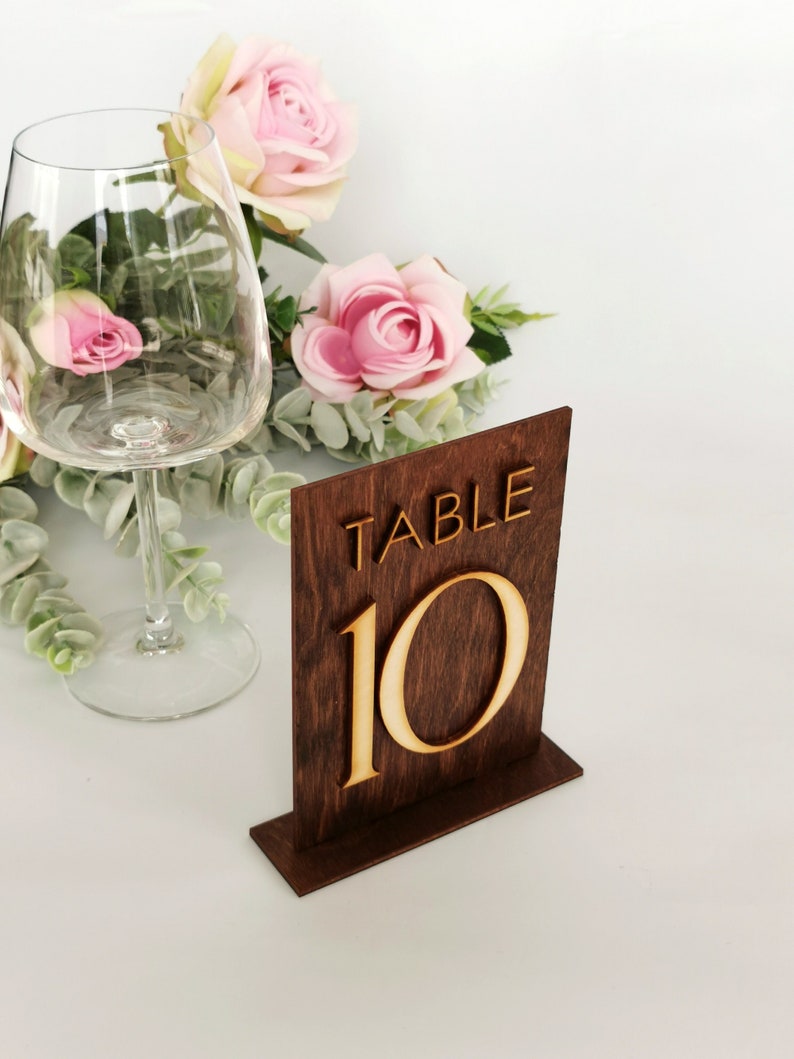 Elegant Table Numbers for Wedding, Wooden Table Numbers, Modern Wood