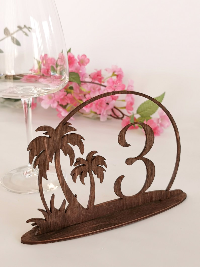 Wooden Wedding Table Numbers, Beach Wedding Decor, Modern Freestanding ...