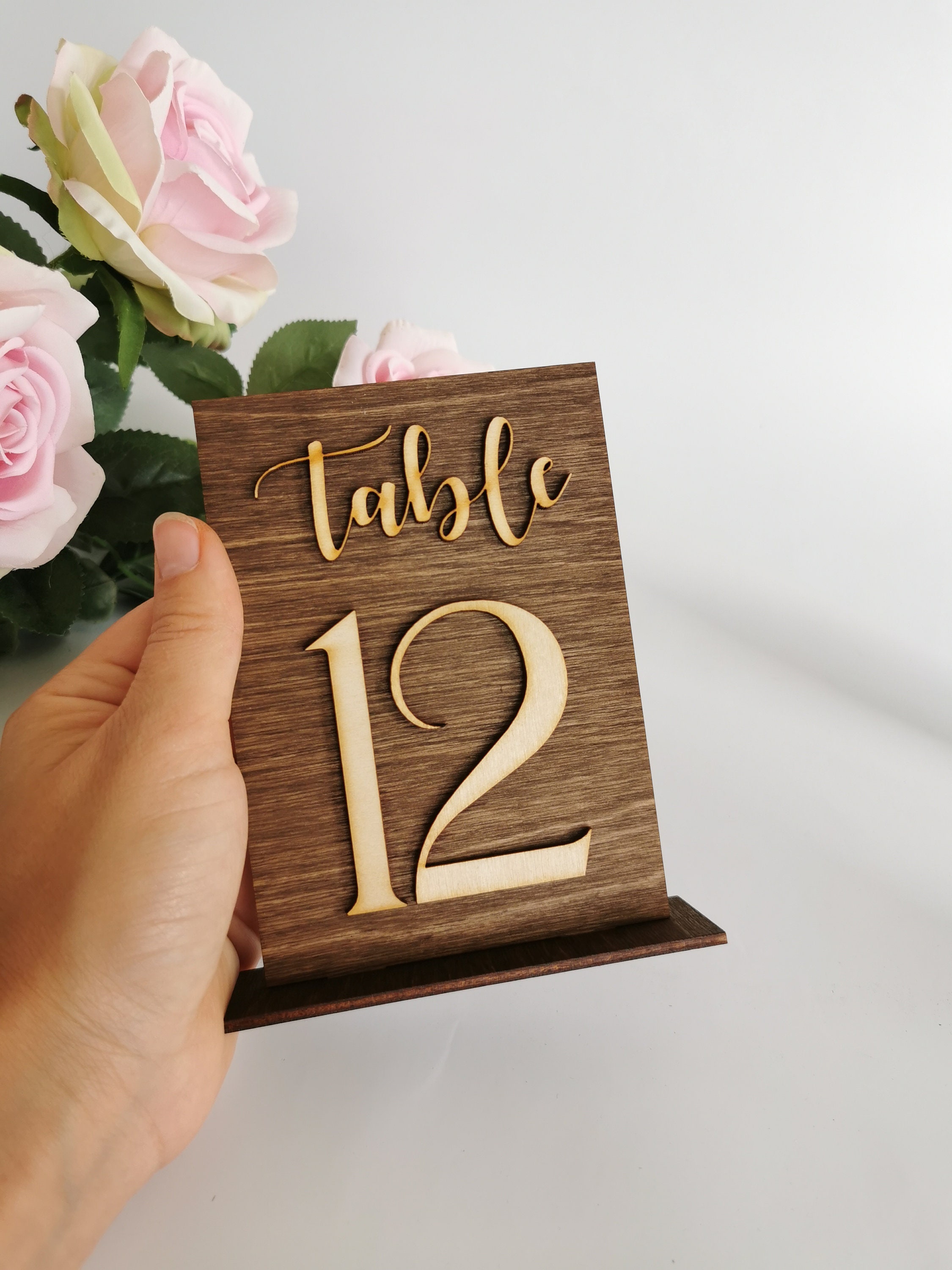Wedding Table Numbers 1-20 Set - Rustic Wood Table Number Signs With Stands For Reception Centerpieces