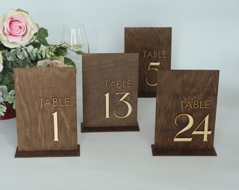 Wood table numbers for wedding, Rustic table numbers, Elegant wood freestanding table numbers