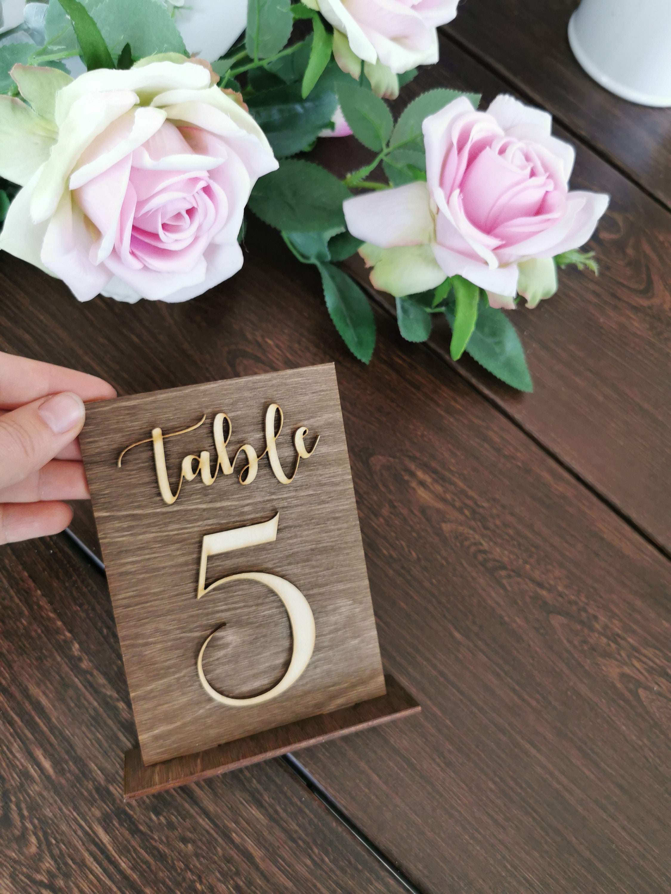  1-10 4'' Wooden Numbers - Free Standing Wedding Table Numbers -  Cafe or Restaurant Table Numbers - Rustic Wedding Table Decor : Handmade  Products