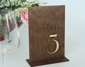 Wooden table numbers for wedding, Mountain wedding decor, Elegant wood freestanding table numbers