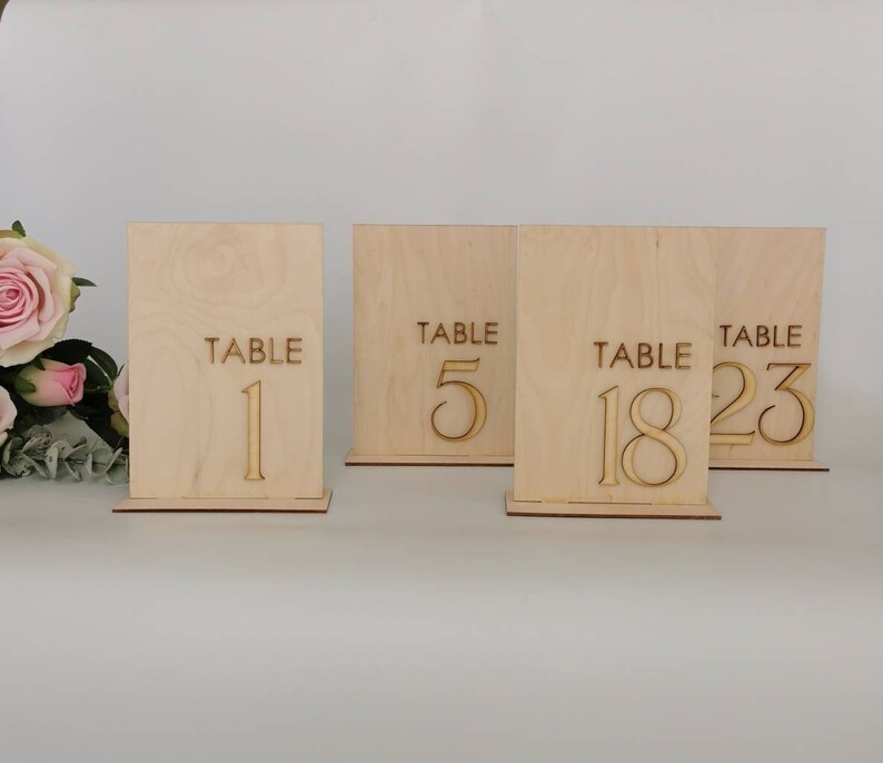 Wooden Table Numbers for Wedding, Rustic Table Numbers, Elegant Wood Freestanding Table Numbers