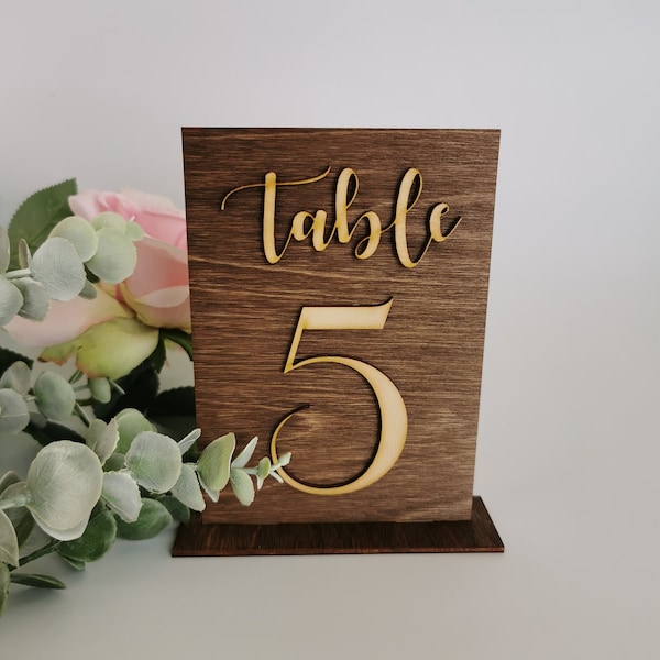 Wood table numbers for wedding, Rustic table numbers, Modern wood freestanding cafe table numbers