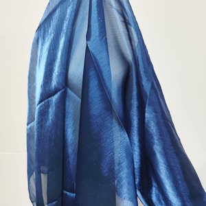 Starry Organza Mesh Fabric, Dark Blue Organza Fabric, Handmade Thin Soft Fabrics, Background Decoration Fabric, Water Ripple Shimmer Fabric