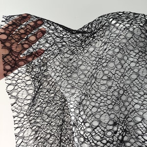 Zwart gat kant stof, prachtige doe-het-zelf mesh stof, 61'' breedte verdikte structuurstoffen, stof bruidsjurk, verkocht per halve meter
