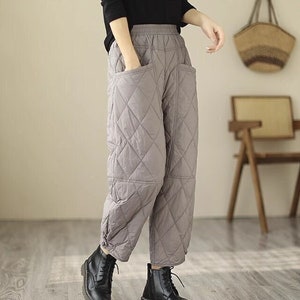 Winter Loose Linen Pants, Women's Cotton Linen Warm Pants, Casual